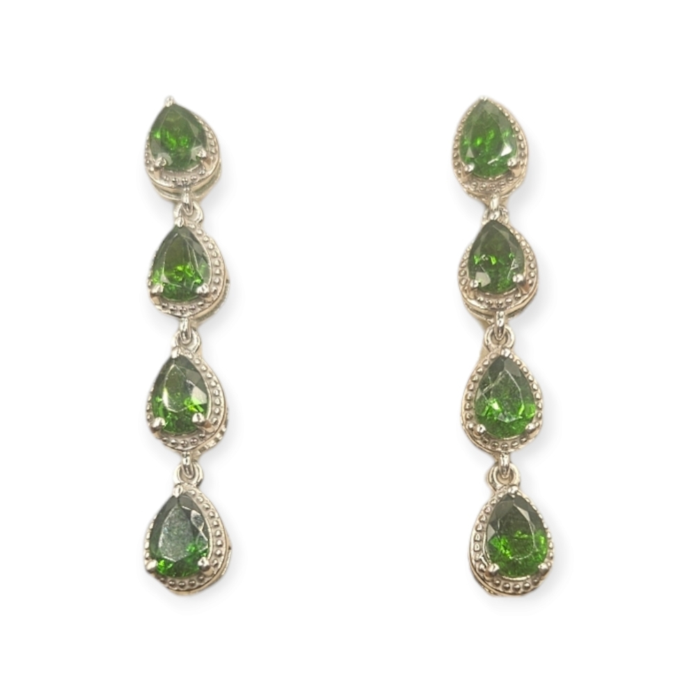 Diopside Dangle Drop Earrings